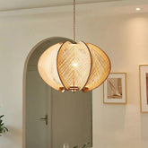 Wabi Sabi Woven Bamboo Wood Light Pendant